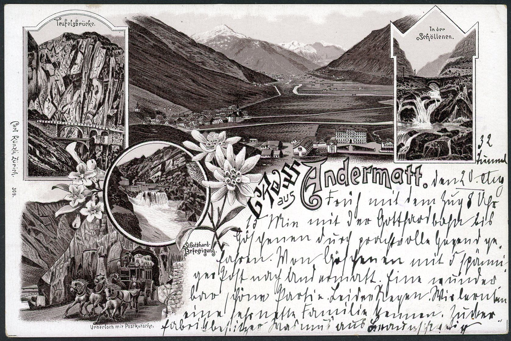 Cartoline postali: Gruss aus Andermatt, Uri, Schweiz. – Usato da Opfikon venduto da webstar30