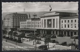 AK Genève, La Gare et l'Hotel Cornavin