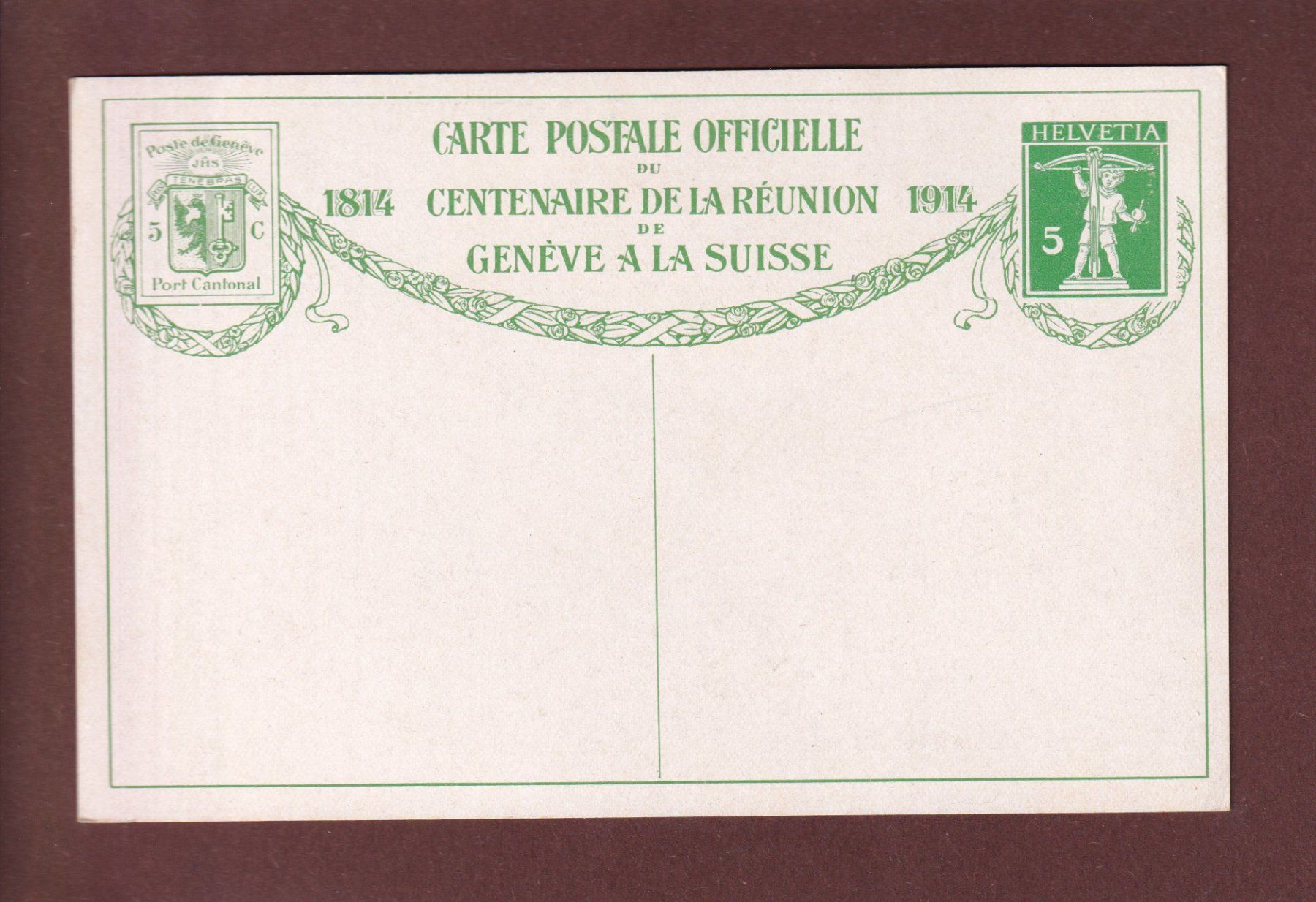 Ansichtskarten: GENEVE - Centenaire 1914 – Gebraucht aus Pully von nicecards 1