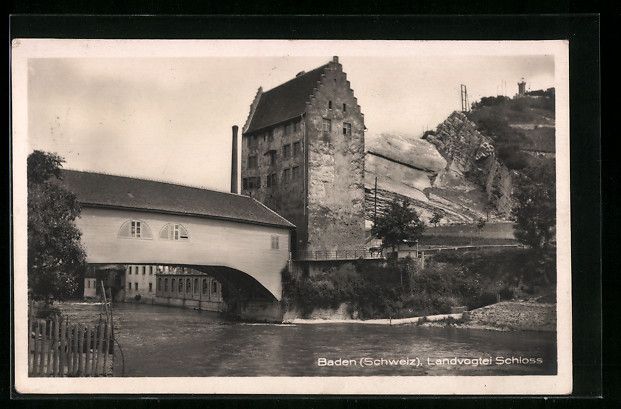 Cartoline postali: Baden, das Landvogtei-Schloss mit Fluss – Usato da Berlin venduto da bartko-reher