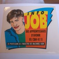 Sticker vintage Info Job 90s autocollant 12x14cm
