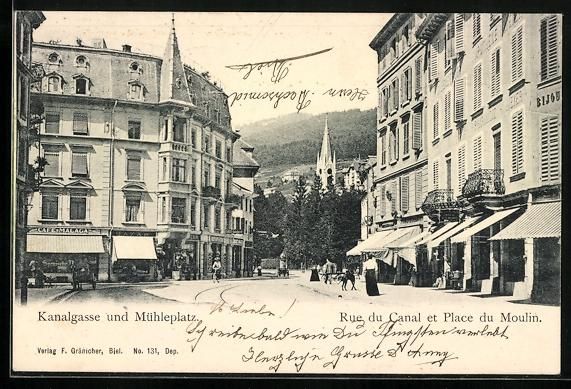 Cartoline postali: AK Biel, Kanalgasse und Mühleplatz – Usato da Berlin venduto da bartko-reher