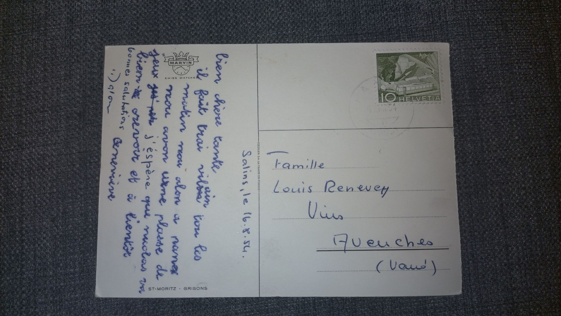Cartes postales: Carte postale ancienne Suisse 1954 St Moritz – D'occasion à Farvagny-le-Grand par LaCaverne 1