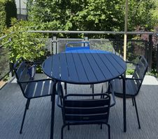 Garten-Essgruppe MYLIA MIRMANDE – Tisch Ø110 cm + 4 Stühle