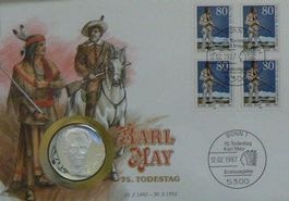 Numisbrief 75. Todestag von Karl May Feinsilbermünze 999.9