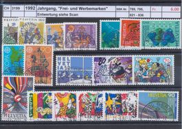 1992 Jahrgang, "Frei- und Werbemarken", gestempelt
