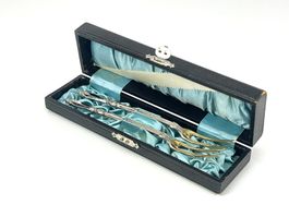 Etui 2 Aufschnittgabel Set Antik, versilbert/vergoldet