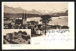 Litho Luzern, Gletschergarten, Stadtansi