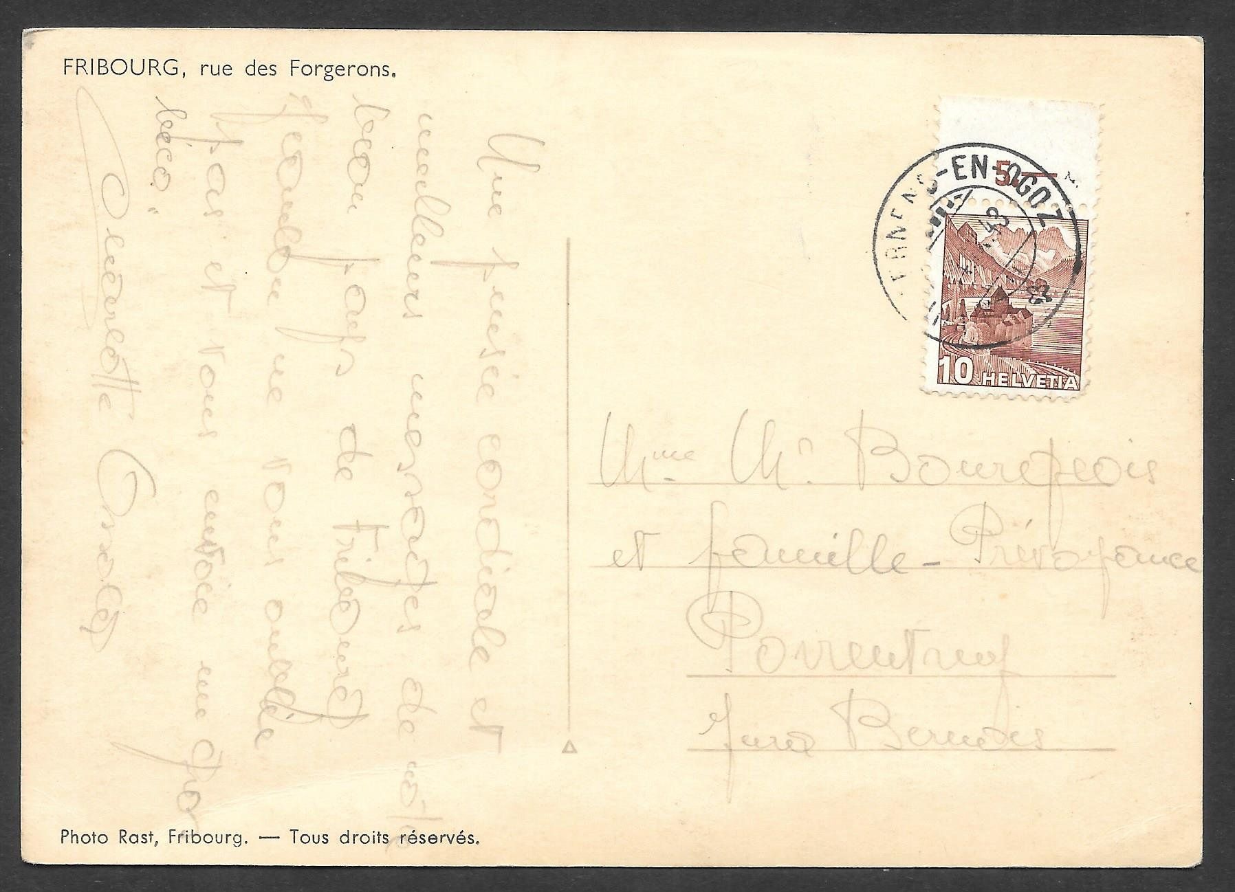 Cartoline postali: Fribourg Rue des Forgerons – Usato da Olten venduto da clotaldi 1