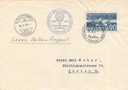 Schweiz Ballonpost Zürich 1939 Landesausstellung