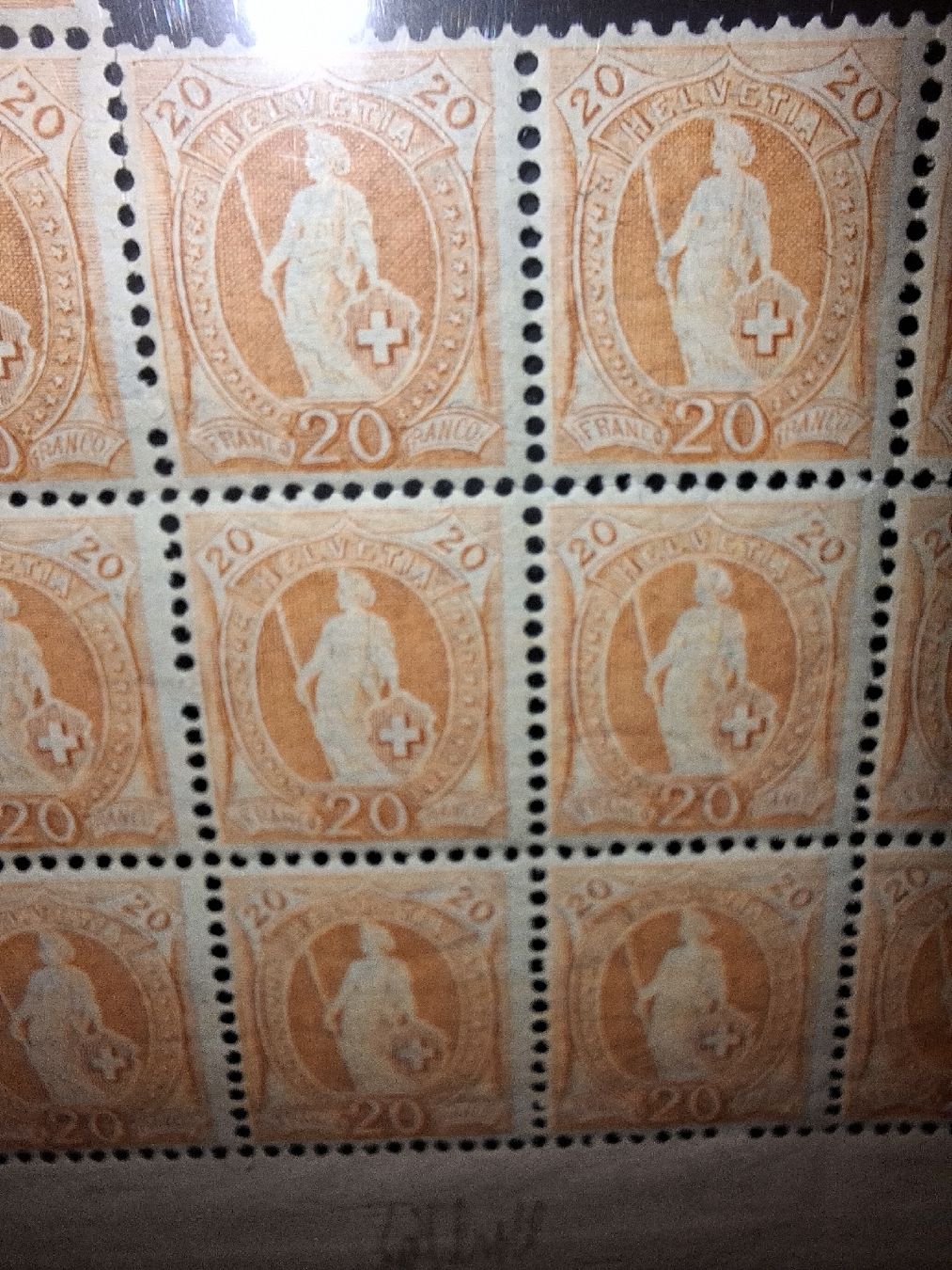 Alle Briefmarken: Stehende Helvetia Teil Bogen 94Ac. mit Attest  – Gebraucht aus Balgach von SIMEON27 5