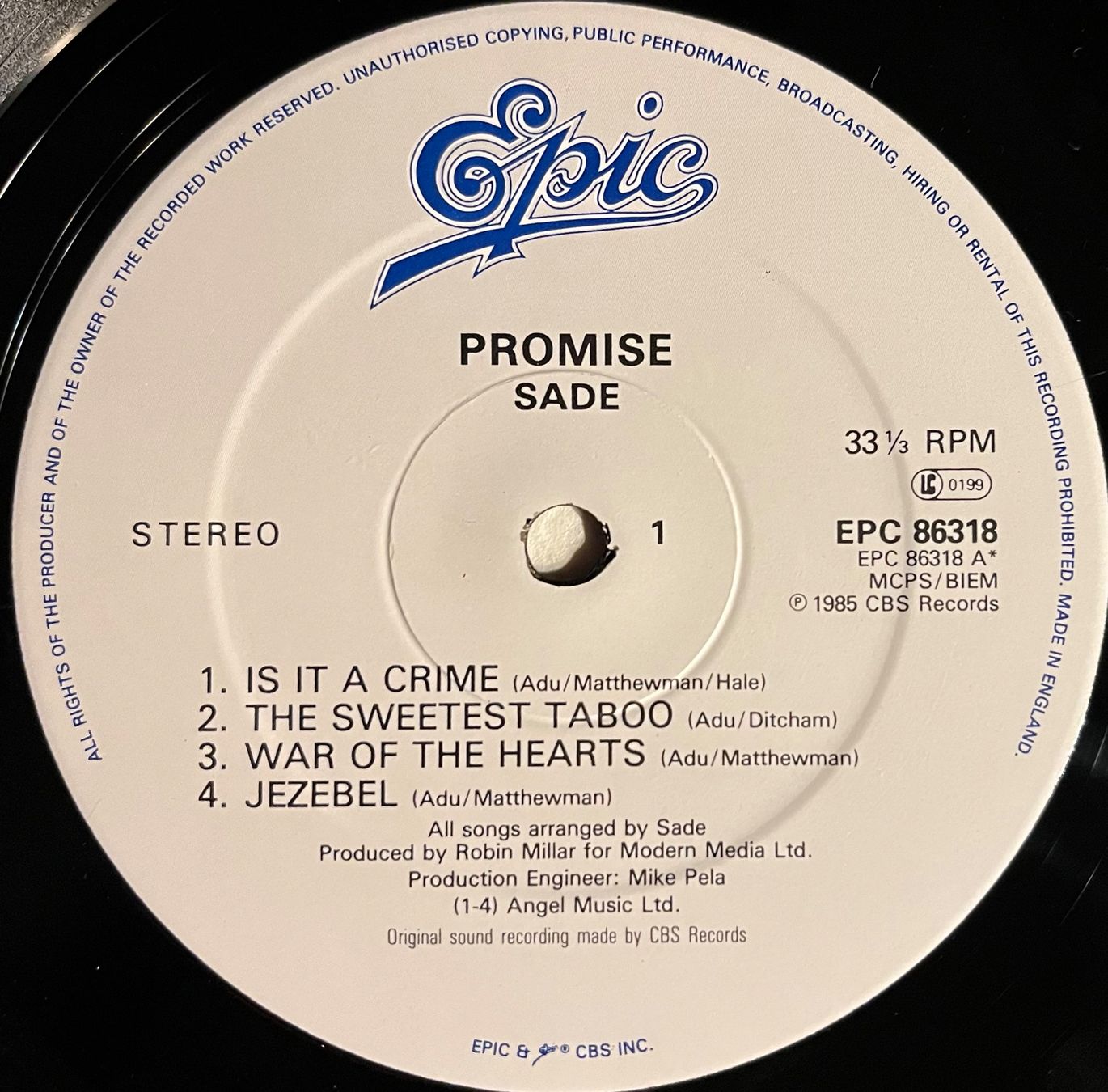Dischi in vinile: SADE - PROMISE – Usato da Bussigny venduto da vinyl-pas-cher 4