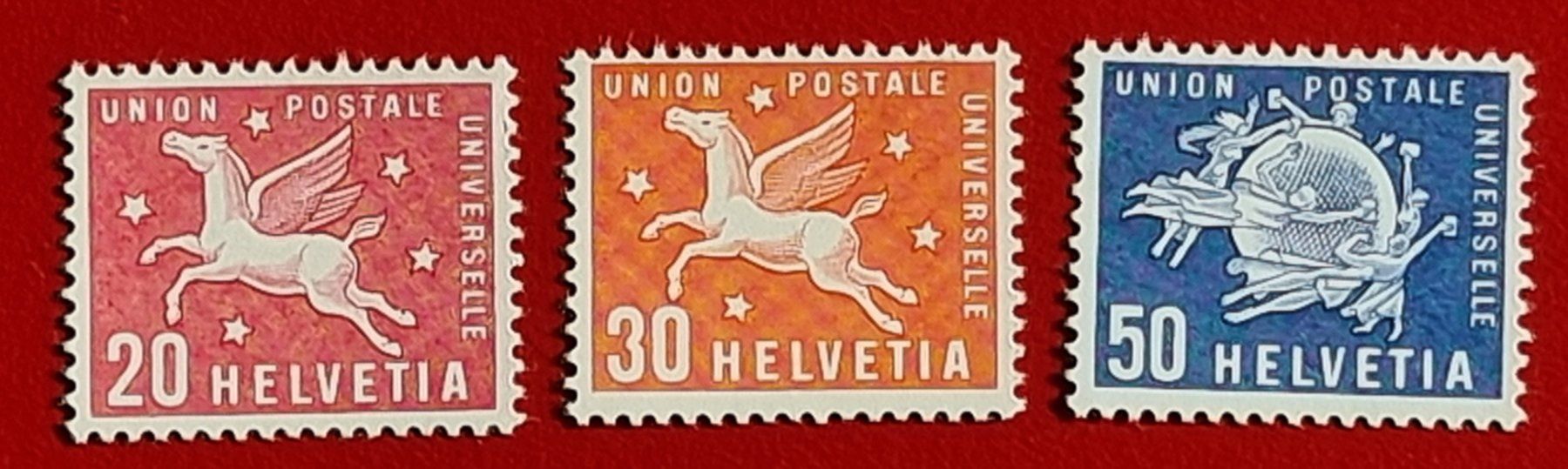 Tutti i francobolli: D X UPU BERN UNION POSTALE UNIV. 7 - 9 1960** POSTFRISCH – Nuovo (secondo la descrizione) da Düdingen venduto da Quartierstrasse