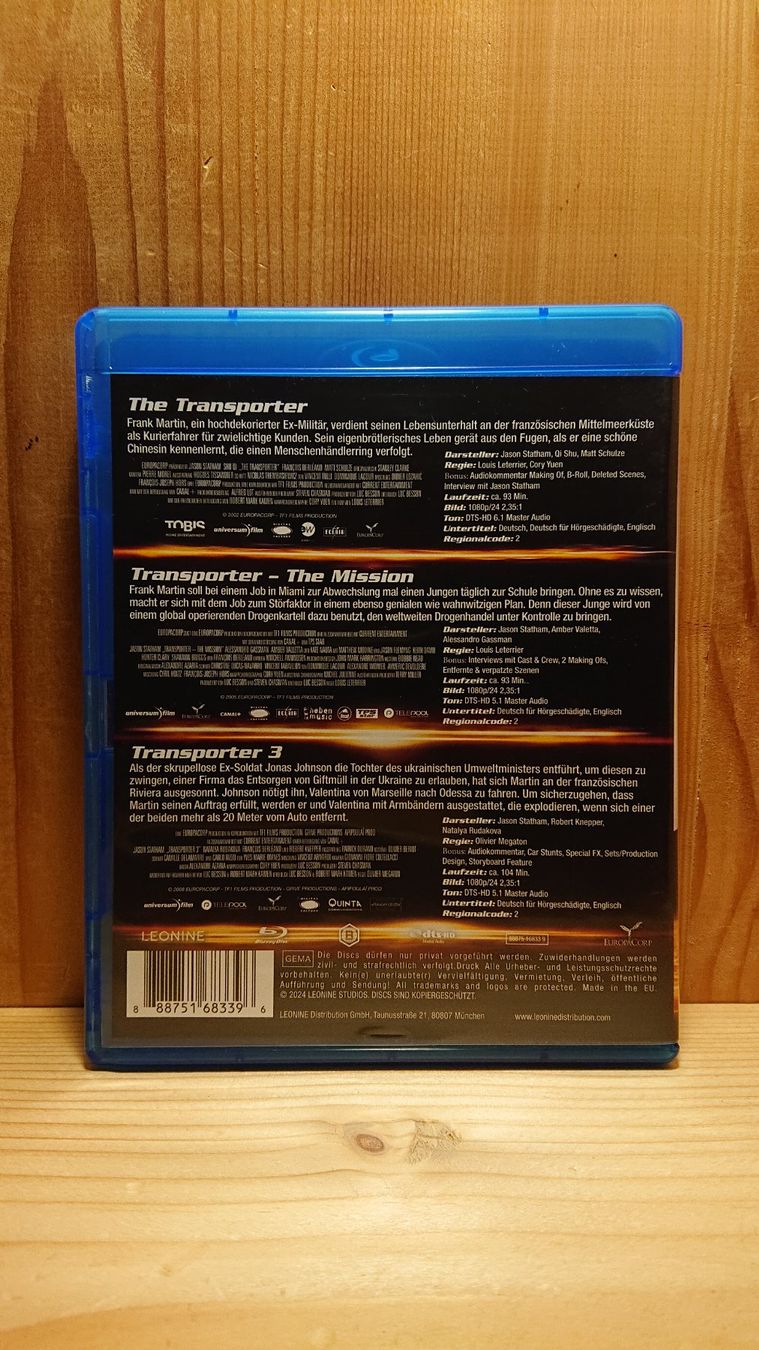 Tutti i DVDs: TRANSPORTER 1 bis 3 auf Blu-Ray mit Jason Statham – Usato da Wilderswil venduto da Exebub 1