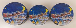 3 Blechbüchsen mit Weihnachtsmotiv