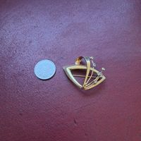 Brosche Goldfarben mit Steinen Vintage Damen Schmuck