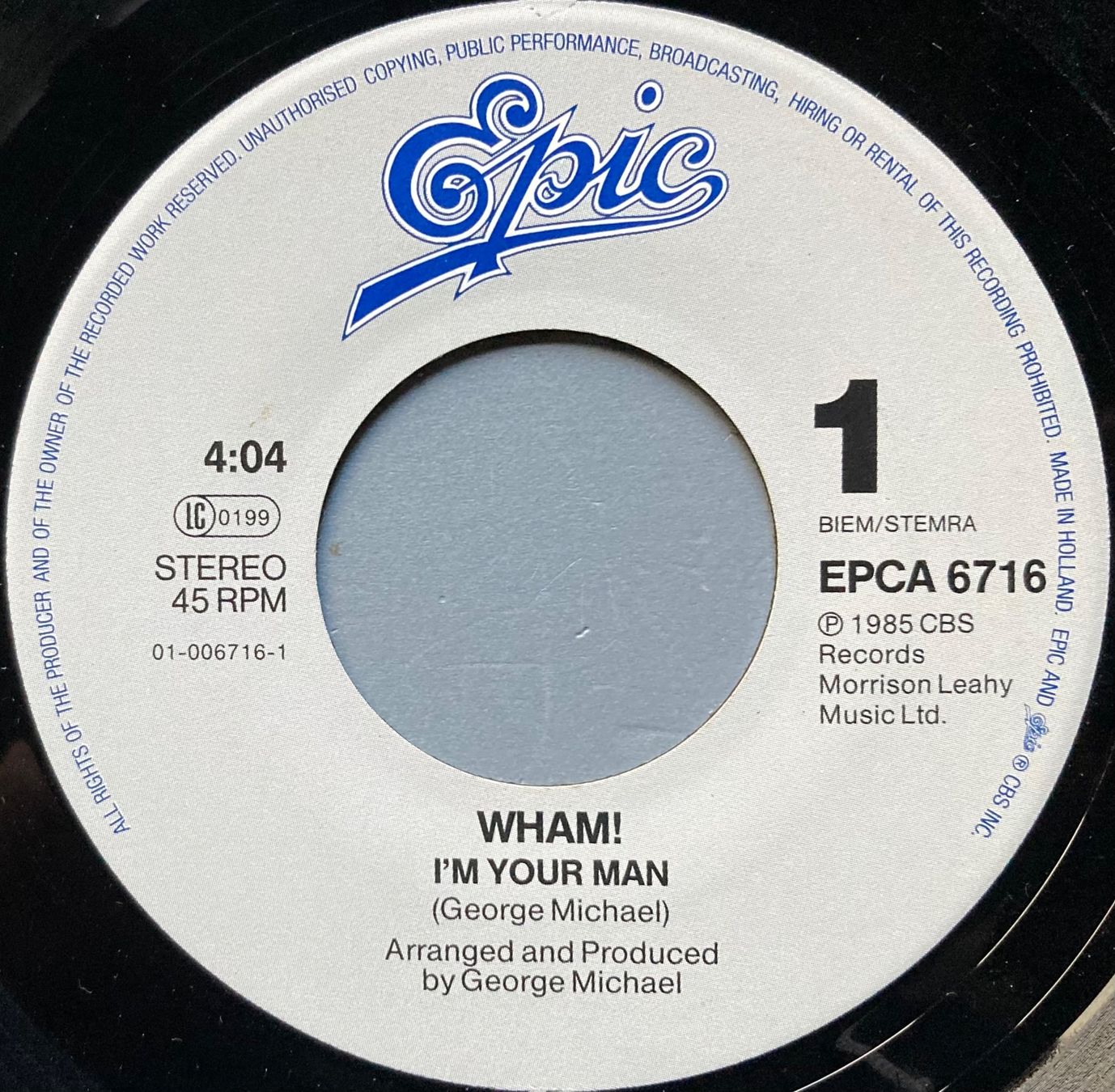 Schallplatten: WHAM! - I'M YOUR MAN – Gebraucht aus Poliez-Pittet von Newtown-Records 2
