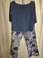 Sommerliches Hosen-Top Set mit Pflanzenmuster, Gr. M