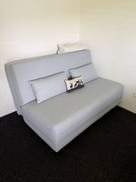 Schlafsofa hellblau mit Stauraum, 145x200