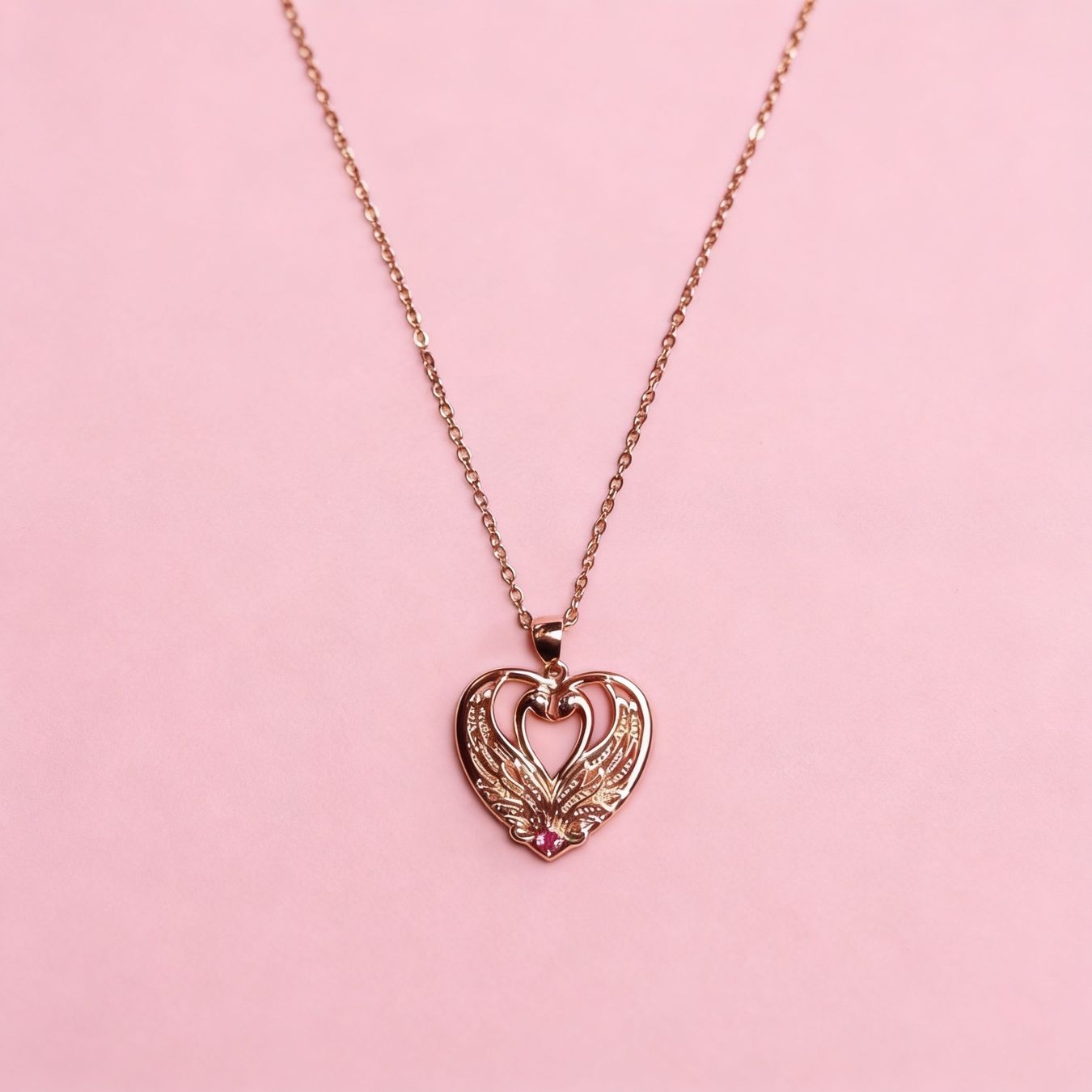 Ketten: Collier doré, pendentif cygnes en coeur – Neu und originalverpackt aus St-Maurice von Sandrinette123 2