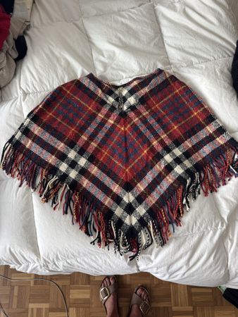 Poncho Burberry Vintage Femme 75% Laine Châle Chic Automne