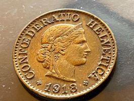 10 Rappen Messing 1918  rar  Auflagezahl NUR 6.000.000 Stück