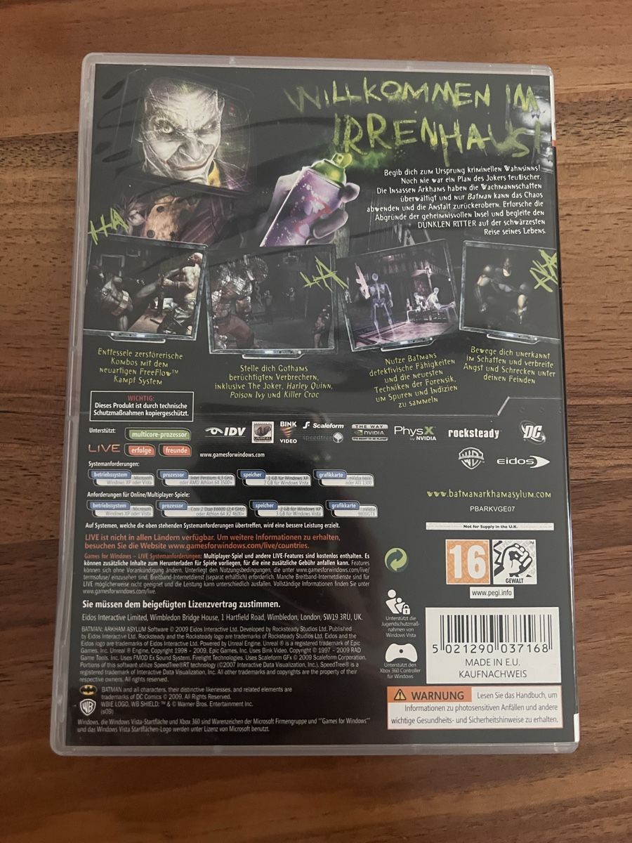 Giochi: Batman: Arkham Asylum - PC DVD – Usato da Fällanden venduto da raf-wpf 1