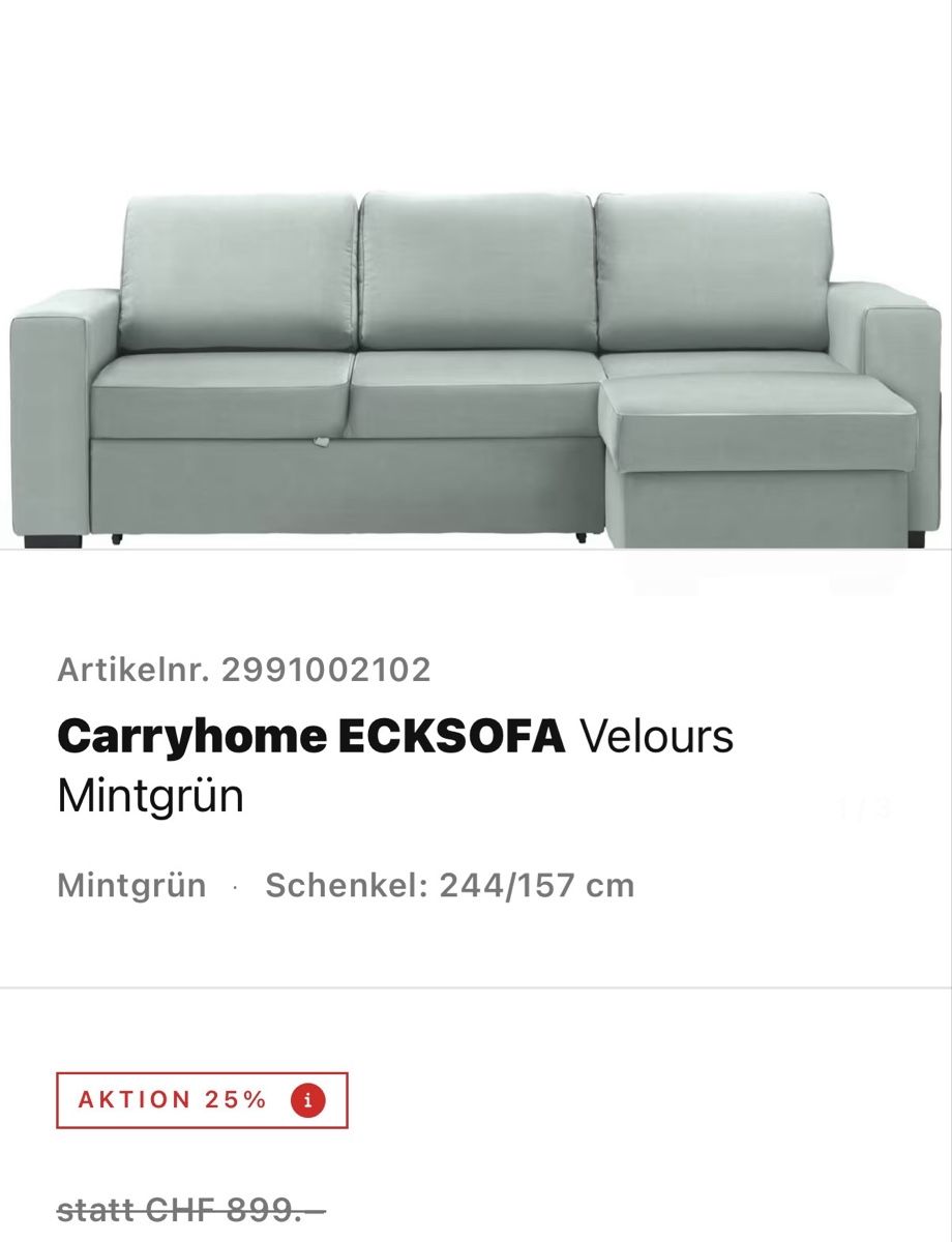 Sofas: Eck/Bettsofa Minzgrün – Neuf (Voir description) à Adliswil par cri_ryf9 5