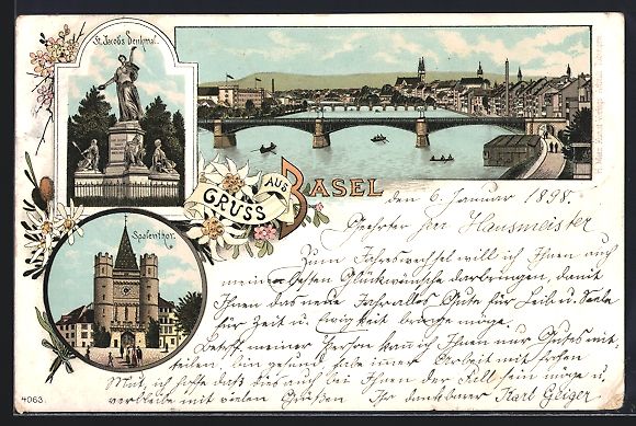 Cartoline postali: Litho Basel, Teilansicht, St. Jacobs-Den – Usato da Berlin venduto da bartko-reher