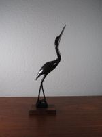 Mid Century Vogel aus Horn Reiher Tierfigur 1960er Jahre