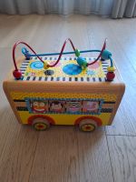 Holzspielzeug Bus mit Perlenbahn und Figuren, top Zustand!