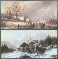 Vintage Weihnachtskarten Winterlandschaften 2 Stück