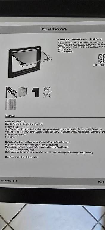 Fenêtres: Austellfenster Dometic 500x300 – D'occasion à Müntschemier par Edelmarder 2