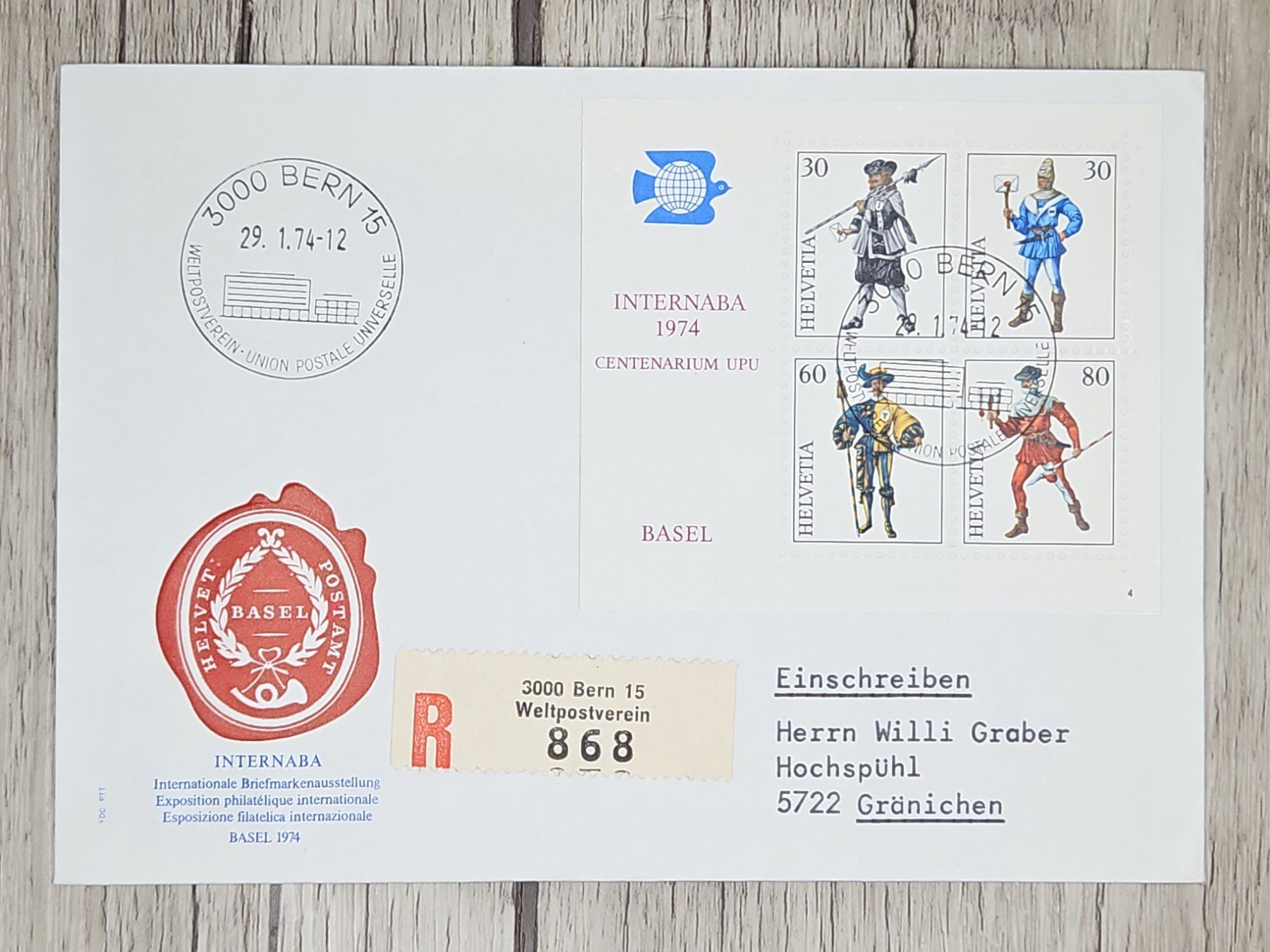 Tutti i francobolli: CL09 Enveloppe + Timbre Suisse 1974 – Usato da Cousset venduto da Patrick_Collections