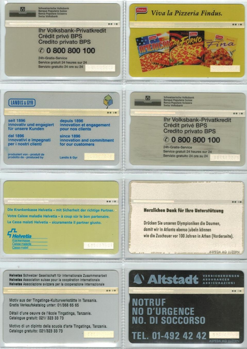 Schede telefoniche: 8 Fullface Taxcards – Usato da Zürich venduto da Tolima194 1