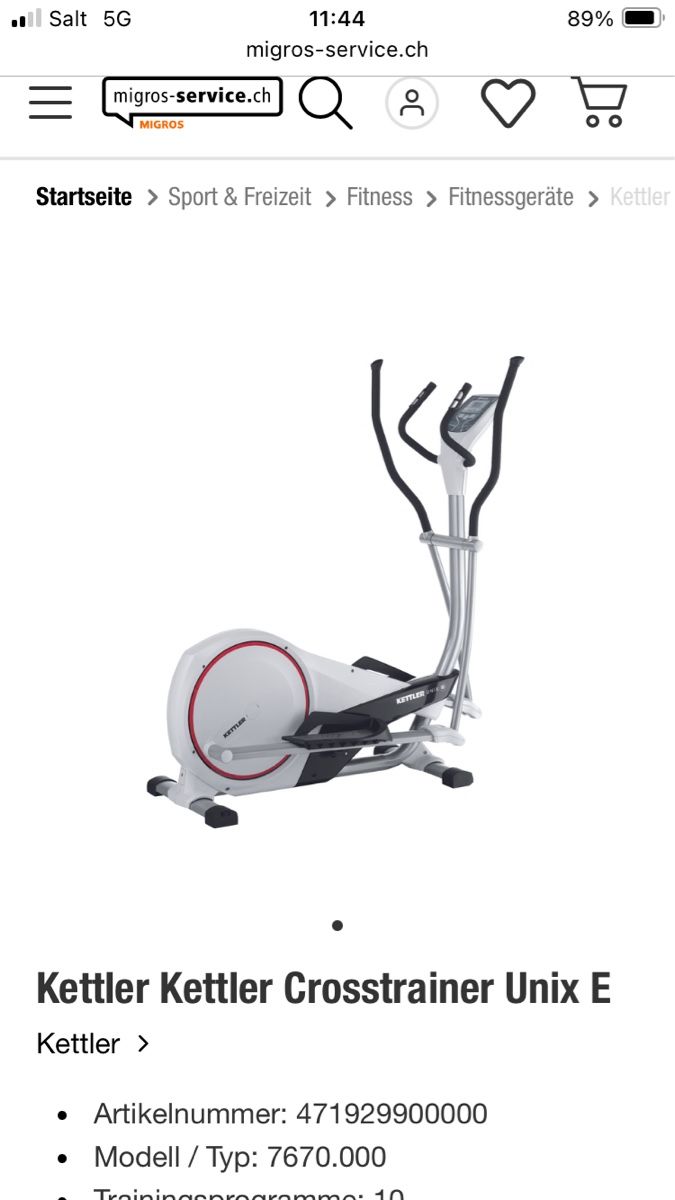 Kettler Hometrainer: Ketller Crosstrainer Unix E - wenig gebraucht – Usato da Zürich venduto da michael.frei 1