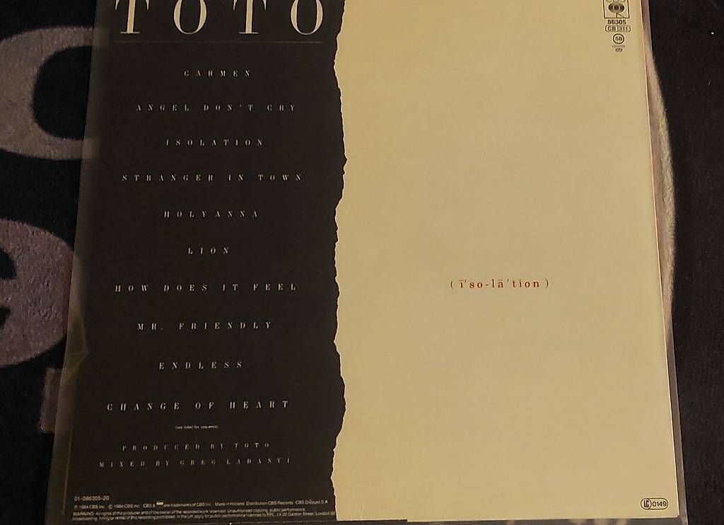 Dischi in vinile: TOTO: " Isolation"LP (1984)  – Usato da NENDELN venduto da Vinylandmote 3