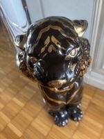 Dekofigur Tiger schwarz gold Keramik 30cm guter Zustand