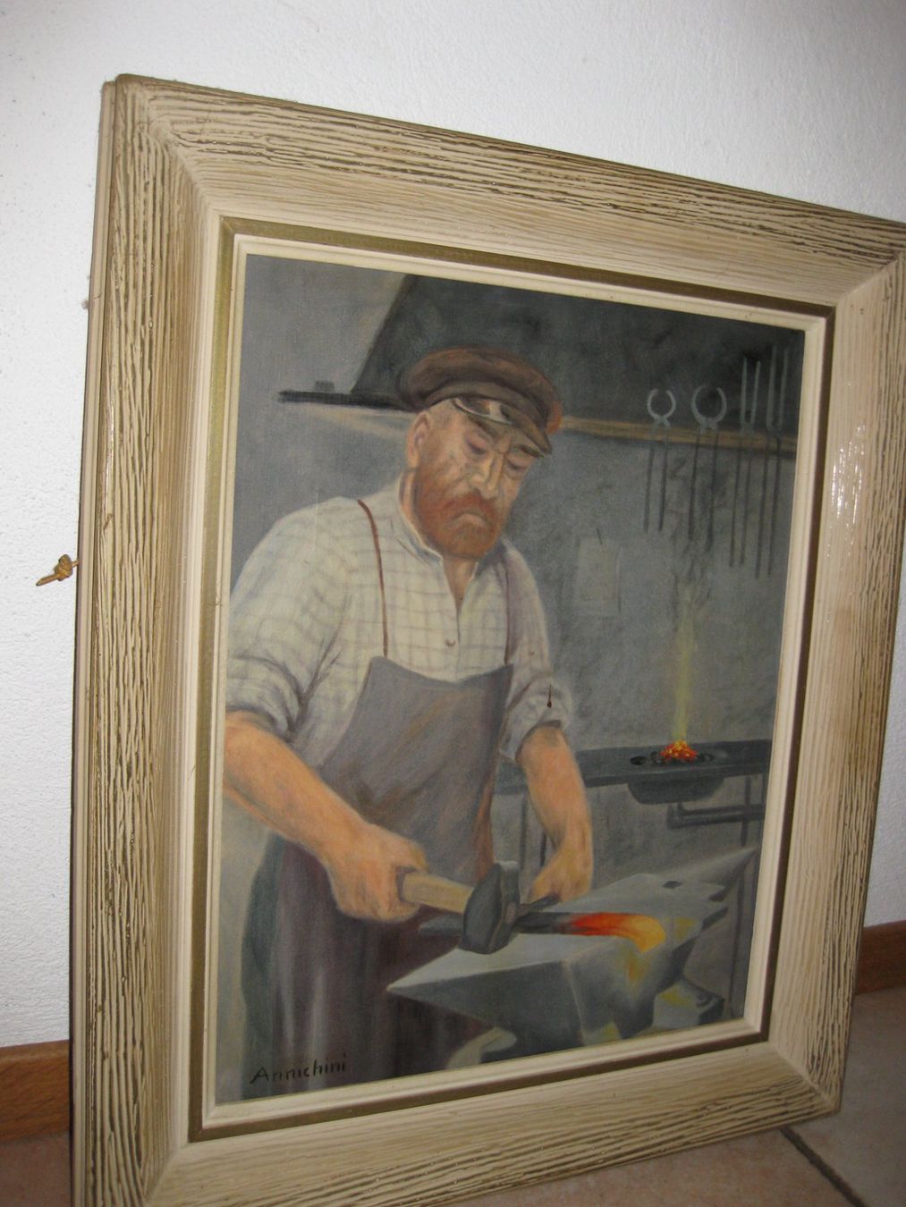Dipinti: Ancien tableau Le Forgeron signé Annichini – Usato da Mur (Vully) VD venduto da TAD327