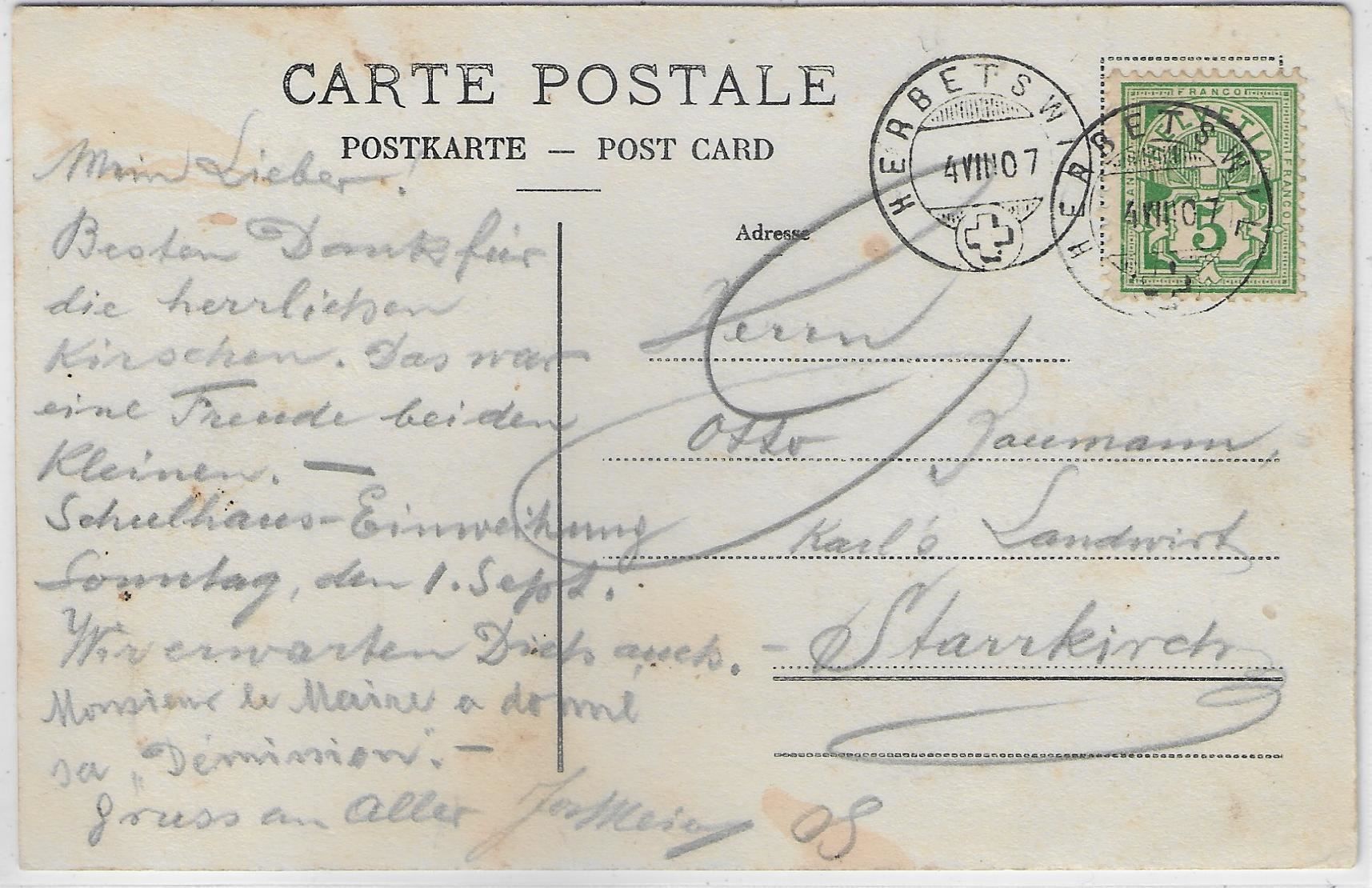 Cartes postales: Gruss aus Herbertswil - Kirche, – D'occasion à Ettingen par Kartenplanet 1