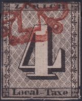 ZÜRICH 4, 1S mit roter Rosette, nicht rep! +Attest; 24'000.-