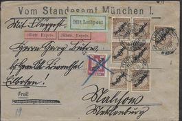 1927 DR o Flugpost MÜNCHEN Frankatur Dienstmarken top ab 1.-