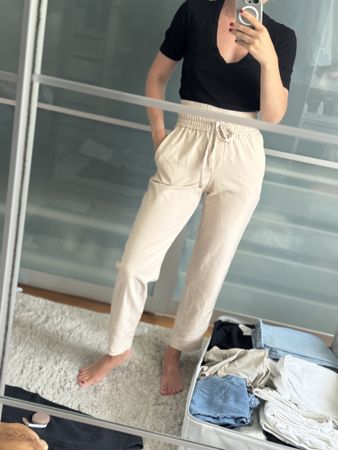 Mango Basics Pants, Size XS, Beige, Light Summer Trousers