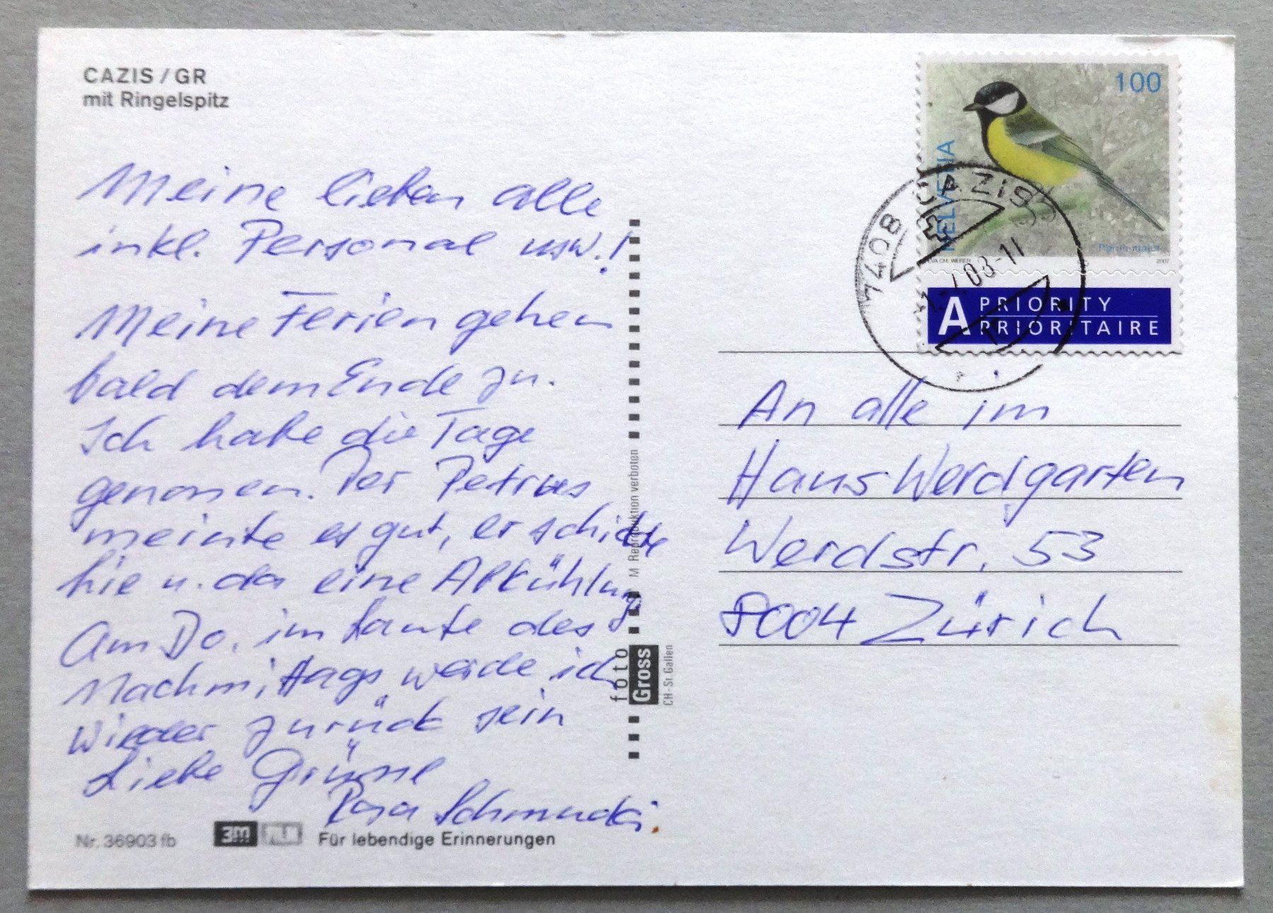 Cartoline postali: Cazis / GR, mit Ringelspitz – Usato da Fétigny venduto da Billy2miny 1