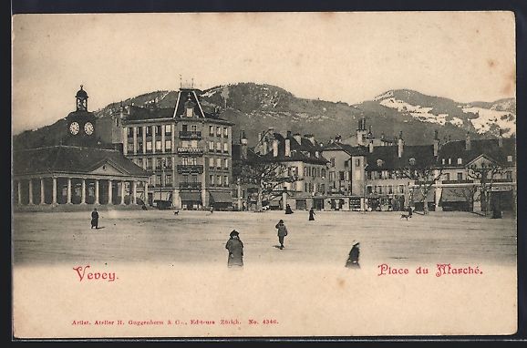 Cartoline postali: AK Vevey, Place du March – Usato da Berlin venduto da bartko-reher