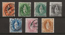1882 : Stehende Helvetia Nr. 66A - 72A : KP 200.--