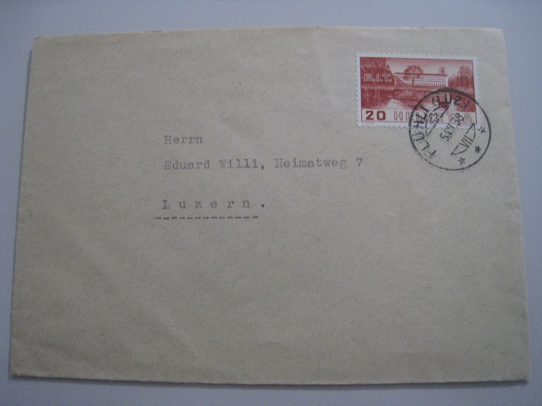 Buste & buste per spedizione: Flühli LU  nach Luzern 1938 – Usato da Aarwangen venduto da Pinsel7890