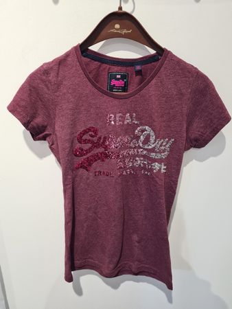 Superdry Damen T-Shirt, Gr. S, bordeauxrot - Top Zustand!