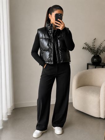 Damen Weste Kunstleder schwarz Grösse M neu mit Etikett