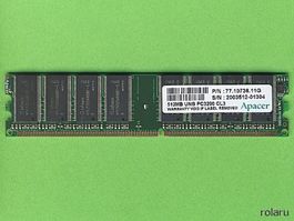 512MB Apacer DDR400/PC3200U CL3 (6x)